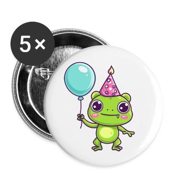 Frog Birthday Comic Cute - Buttons small 1''/25 mm (5-pack) - white - Front