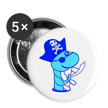Raupe Loch Pirat Kapitän Mütze Lustig Süß Comic - Buttons klein 25 mm (5er Pack) - Weiß - Vorne