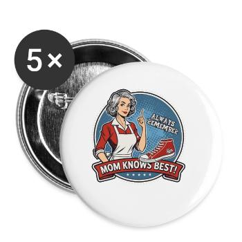 Always remember: Mom knows best - Buttons small 1''/25 mm (5-pack) - white - Front