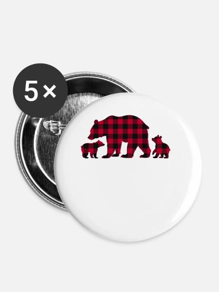 Mama Bear - Buttons klein 25 mm (5er Pack) - Weiß