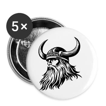 Viking Helmet - Buttons small 1''/25 mm (5-pack) - white - Front