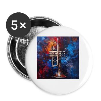 Trompete - Buttons klein 25 mm (5er Pack) - Weiß - Vorne