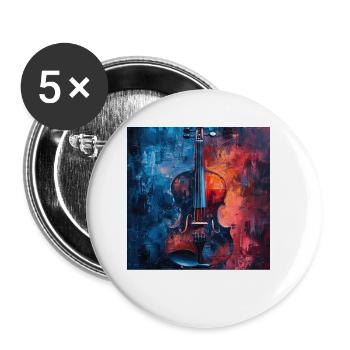 Violon - Lot de 5 petits badges (25 mm) - blanc - Devant