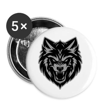 Tête de loup - Lot de 5 petits badges (25 mm) - blanc - Devant