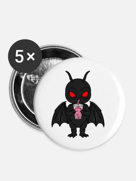 Mothman Bubble Tea - Buttons klein 25 mm (5er Pack) - Weiß