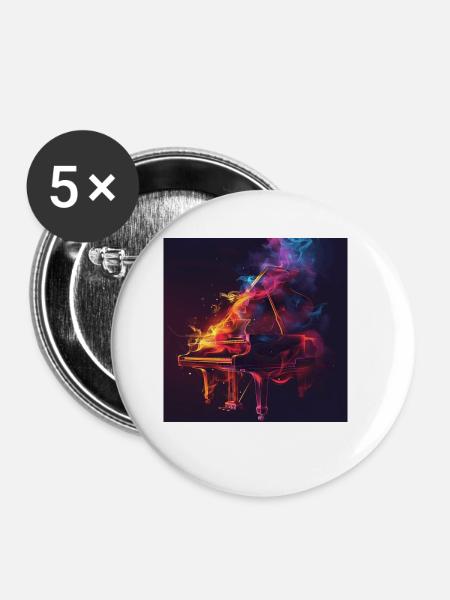 Klavier - Buttons klein 25 mm (5er Pack) - Weiß