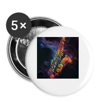 Saxophon - Buttons klein 25 mm (5er Pack) - Weiß - Vorne