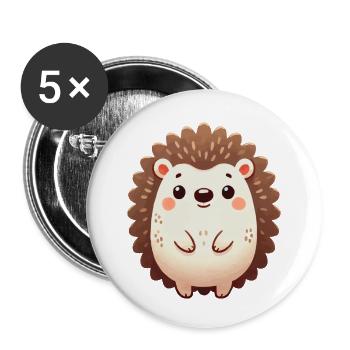 Hérisson - Lot de 5 petits badges (25 mm) - blanc - Devant