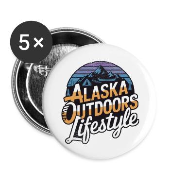 Alaska Outdoors Lifestyle - Buttons small 1''/25 mm (5-pack) - white - Front