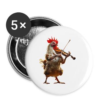 Hahn Violine - Buttons klein 25 mm (5er Pack) - Weiß - Vorne