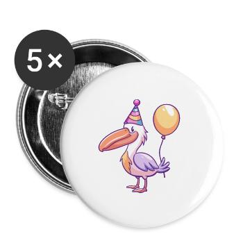 Pelikan Vogel Geburtstag Comic Niedlich - Buttons klein 25 mm (5er Pack) - Weiß - Vorne