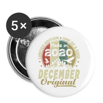 Vintage Retro Jubiläumsgeschenk - Dezember 2020 - Buttons klein 25 mm (5er Pack) - Weiß - Vorne