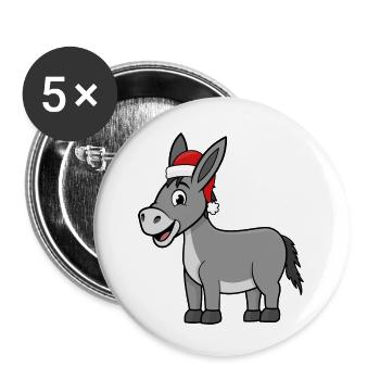 Weihnachtlicher Esel - Buttons klein 25 mm (5er Pack) - Weiß - Vorne