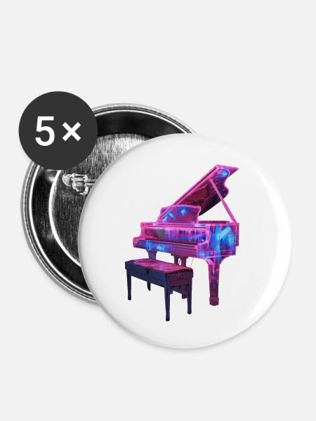 Klavier - Buttons klein 25 mm (5er Pack) - Weiß