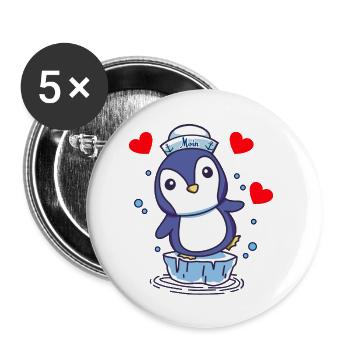 Pingouin Pingouins Enfants Enfant Babay Bambins - Lot de 5 petits badges (25 mm) - blanc - Devant
