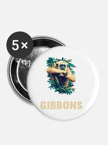 Gibbons Gibbon - Buttons klein 25 mm (5er Pack) - Weiß