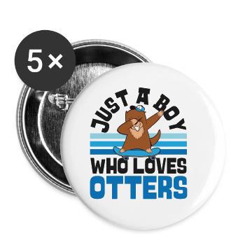 Otter Boy Just A Boy Who Loves - Buttons small 1''/25 mm (5-pack) - white - Front