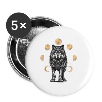 Wolf Wolves Moon Phase Moon Phases Spiritual - Buttons small 1''/25 mm (5-pack) - white - Front
