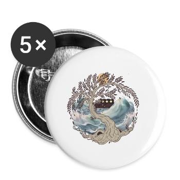Nature mer vagues bateau bateau voyage Ahoy - Lot de 5 petits badges (25 mm) - blanc - Devant