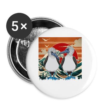 Oiseaux de mer Fou à pieds bleus - Lot de 5 petits badges (25 mm) - blanc - Devant