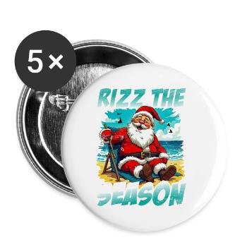 Rizz the Season Lustiger Weihnachtsmann Weihnachte - Buttons klein 25 mm (5er Pack) - Weiß - Vorne