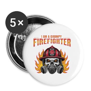I AM A GRUMPY FIREFIGHTHER - Buttons small 1''/25 mm (5-pack) - white - Front