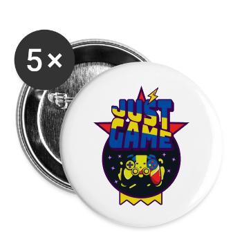 Just Game Controller Jeu Vidéo Cadeau Gamer - Lot de 5 petits badges (25 mm) - blanc - Devant