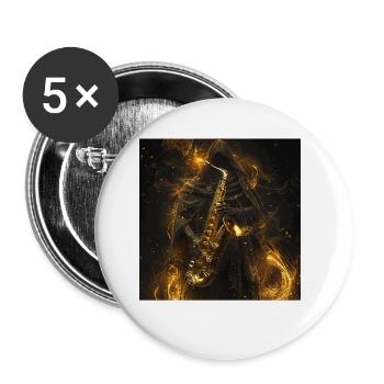 Saxophon - Buttons klein 25 mm (5er Pack) - Weiß - Vorne