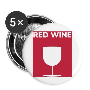 Gift for Red Wine, Lover - Buttons small 1''/25 mm (5-pack) - white - Front
