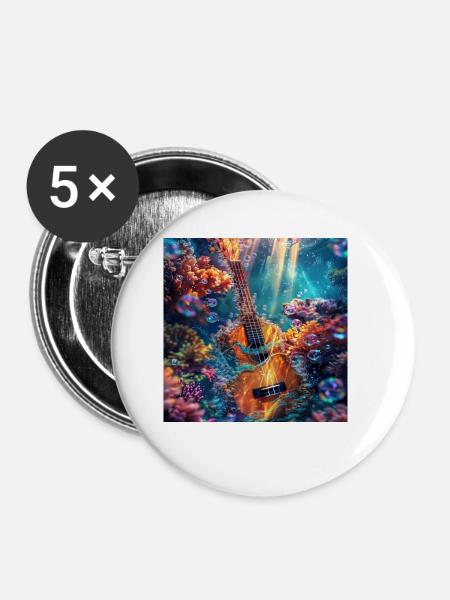 Ukulele - Buttons klein 25 mm (5er Pack) - Weiß