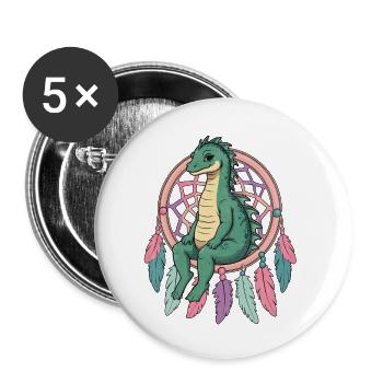 Traumfänger Loch Ness Monster - Buttons klein 25 mm (5er Pack) - Weiß - Vorne