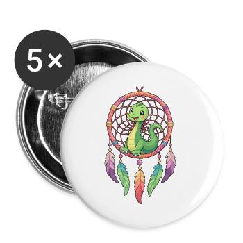 Traumfänger Dinosaurier - Buttons klein 25 mm (5er Pack) - Weiß - Vorne