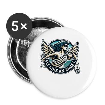 Voler comme un ange - Lot de 5 petits badges (25 mm) - blanc - Devant