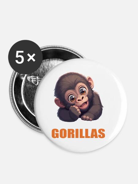 Gorillas Gorilla - Buttons klein 25 mm (5er Pack) - Weiß