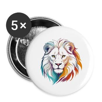 Löwe Vektor Kunst mit lebendigen Farben Illustration - Buttons klein 25 mm (5er Pack) - Weiß - Vorne