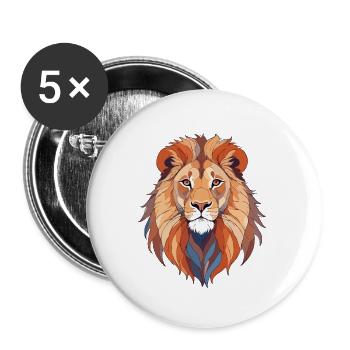 Löwe Vektor Kunst mit lebendigen Farben Illustration - Buttons klein 25 mm (5er Pack) - Weiß - Vorne