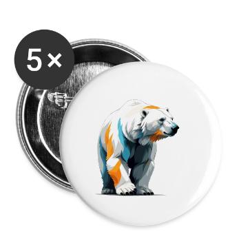 Eisbär Vektor Kunst mit lebendiger Illustration - Buttons klein 25 mm (5er Pack) - Weiß - Vorne