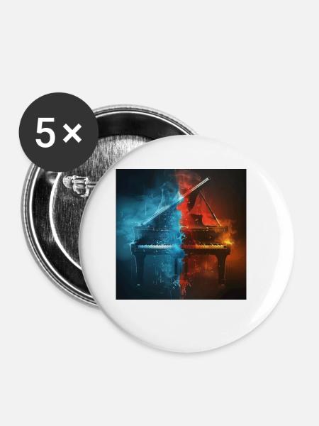 Klavier - Buttons klein 25 mm (5er Pack) - Weiß