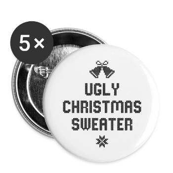 Pull de Noël moche - Lot de 5 petits badges (25 mm) - blanc - Devant