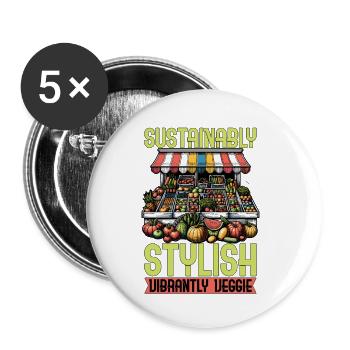 Vegetarian Sustainably Stylish Vibrantly Veganism - Buttons klein 25 mm (5er Pack) - Weiß - Vorne