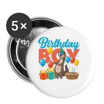 Otter Birthday Boy Birthday Boy - Buttons small 1''/25 mm (5-pack) - white - Front