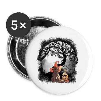 Chat Chats Mystique Sorcier Halloween Enfants - Lot de 5 petits badges (25 mm) - blanc - Devant