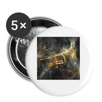 Trompete - Buttons klein 25 mm (5er Pack) - Weiß - Vorne