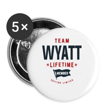 Team Wyatt Lebenslanges Mitglied Lustiger Name Wyatt - Buttons klein 25 mm (5er Pack) - Weiß - Vorne
