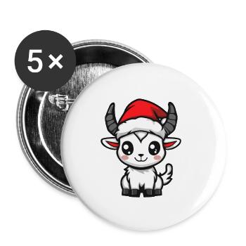Bergziege Weihnachten - Buttons klein 25 mm (5er Pack) - Weiß - Vorne