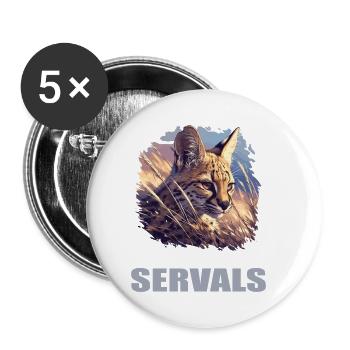 Servale Serval - Buttons klein 25 mm (5er Pack) - Weiß - Vorne