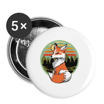 Retro Vintage Fuchs Füchse Natur 80er 90er - Buttons klein 25 mm (5er Pack) - Weiß - Vorne