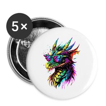 Dragon Mythical Creature Dragon Lover Fire Dragon - Buttons small 1''/25 mm (5-pack) - white - Front