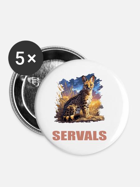Servale Serval - Buttons klein 25 mm (5er Pack) - Weiß