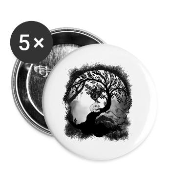 Halloween mystisch Rabe Krähe Waldtiere - Buttons klein 25 mm (5er Pack) - Weiß - Vorne